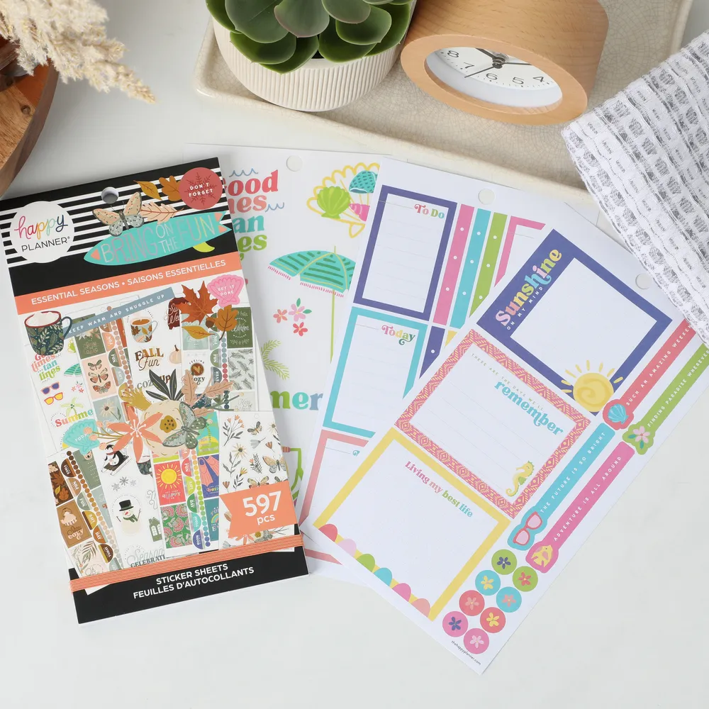 Happy Planner Essential Seasons carnet stickers 30 pages 597 pièces