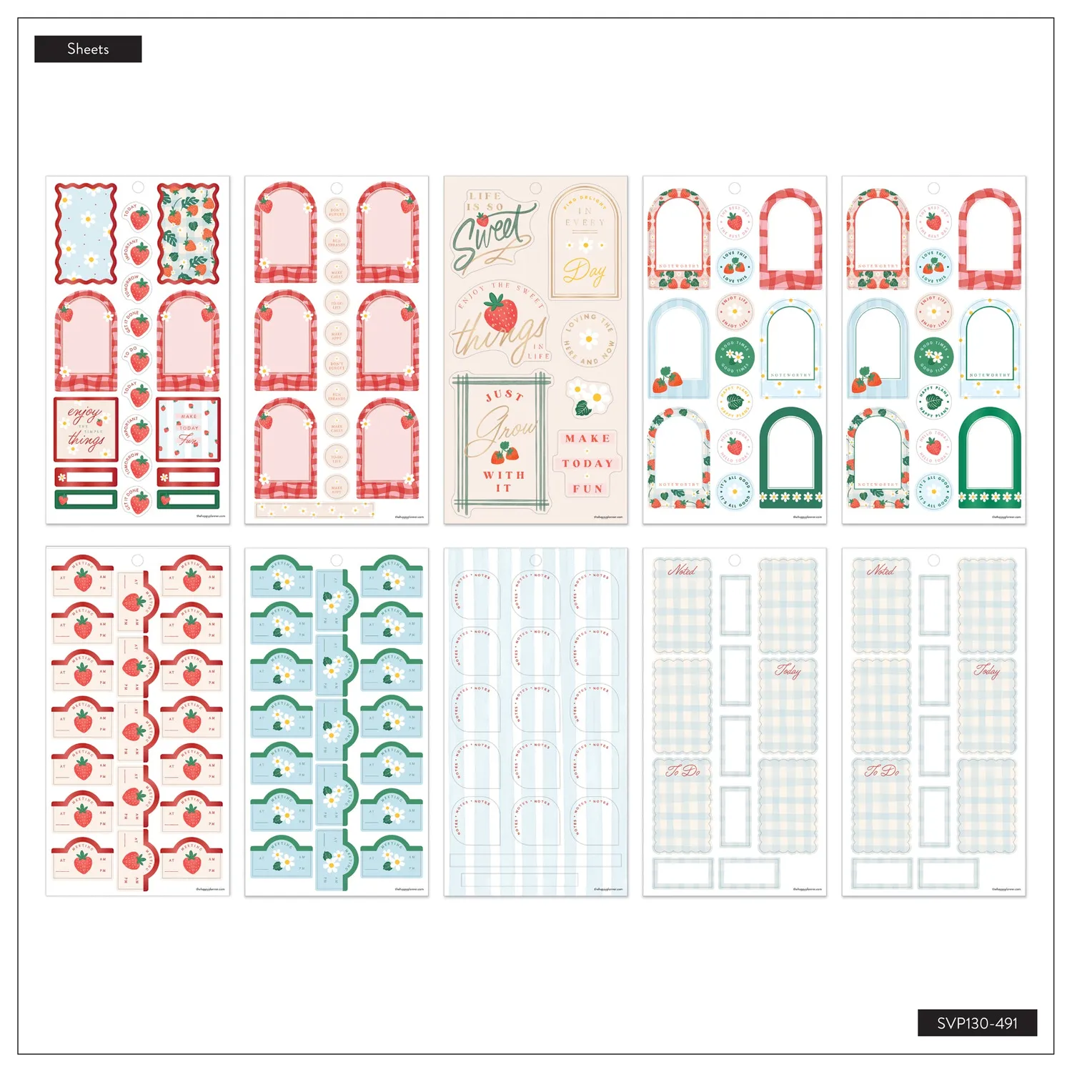 Happy Planner Strawberry Picnic autocollants 30 feuilles fraise