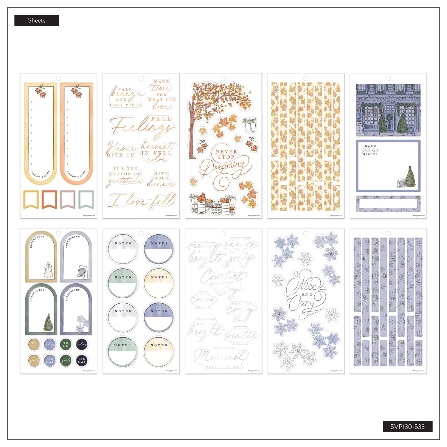 Happy Planner Seasonal Sidewalks stickers Big 30 feuilles 4 saisons