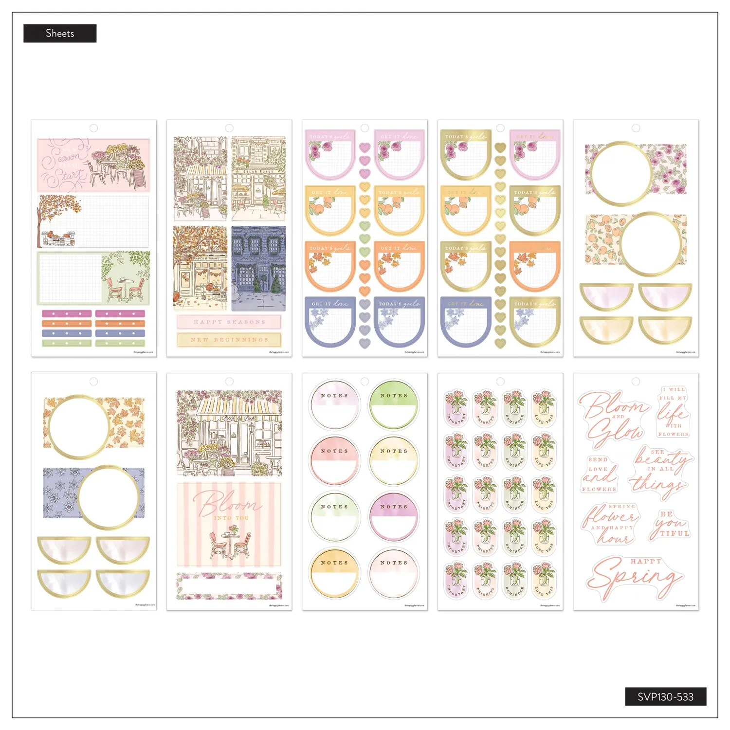 Happy Planner Seasonal Sidewalks stickers Big 30 feuilles 4 saisons