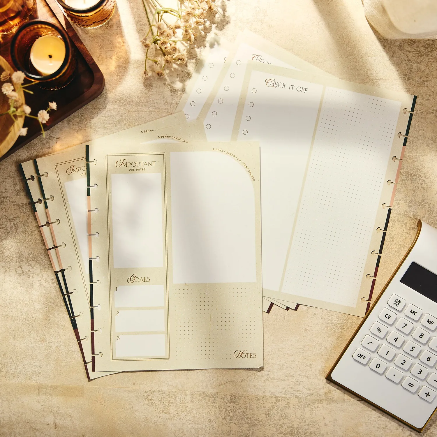 Happy Planner Amber & Oak recharge budget Classic 40 feuilles