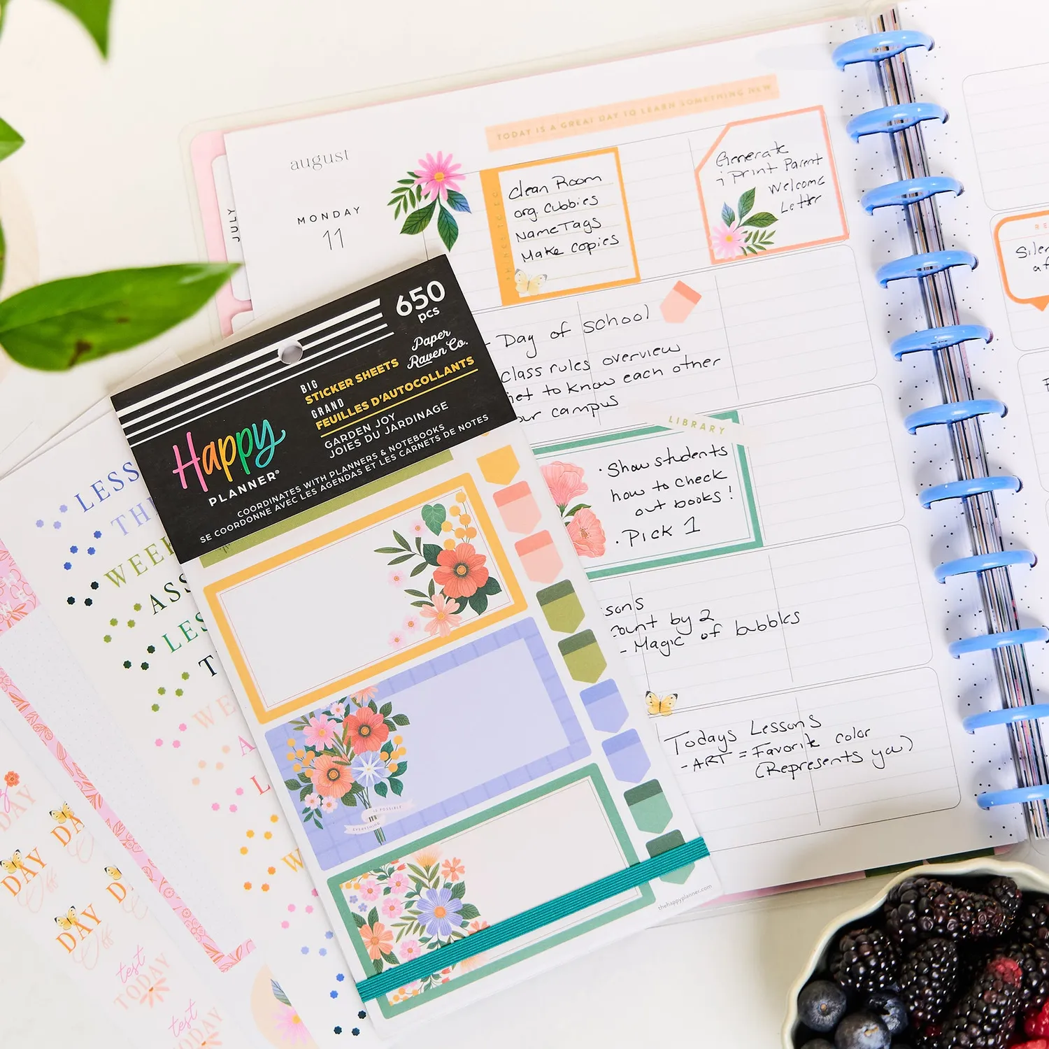 Happy Planner Garden Joy Teacher stickers Big 30 feuilles
