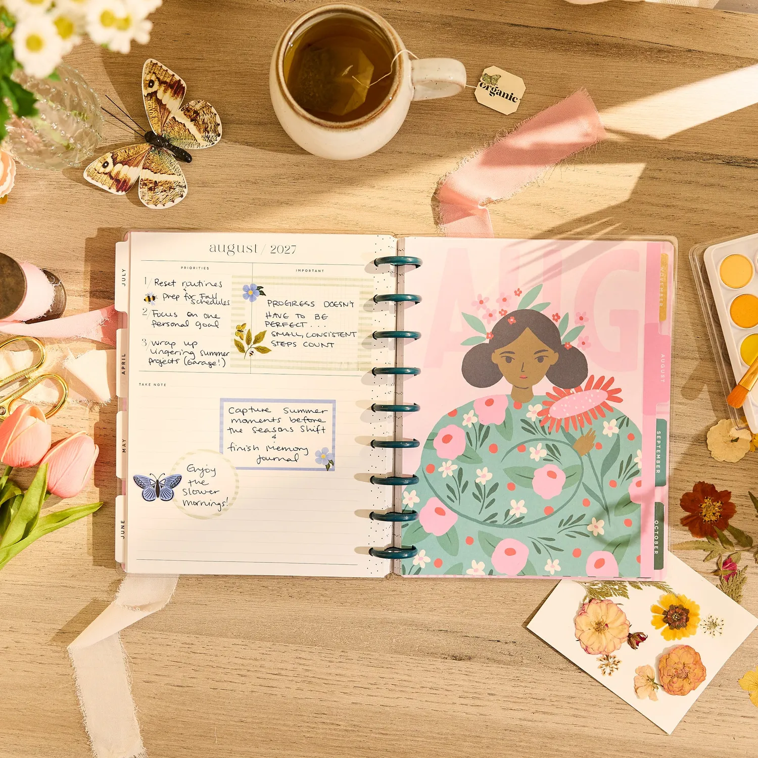 Happy Planner Floral Embrace 2026-2027 agenda 18 mois Classic dashboard