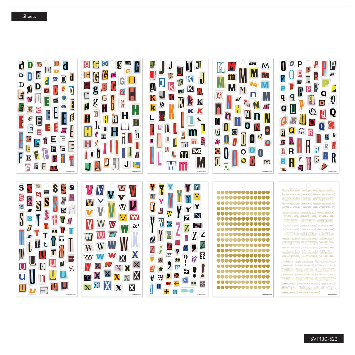 Happy Planner Lovely Letters stickers alphabet 30 planches