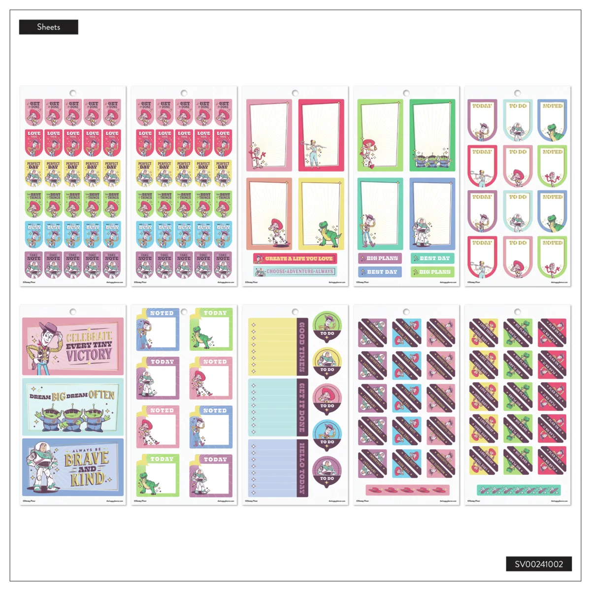Happy Planner Disney Toy Story stickers big 30 planches 393