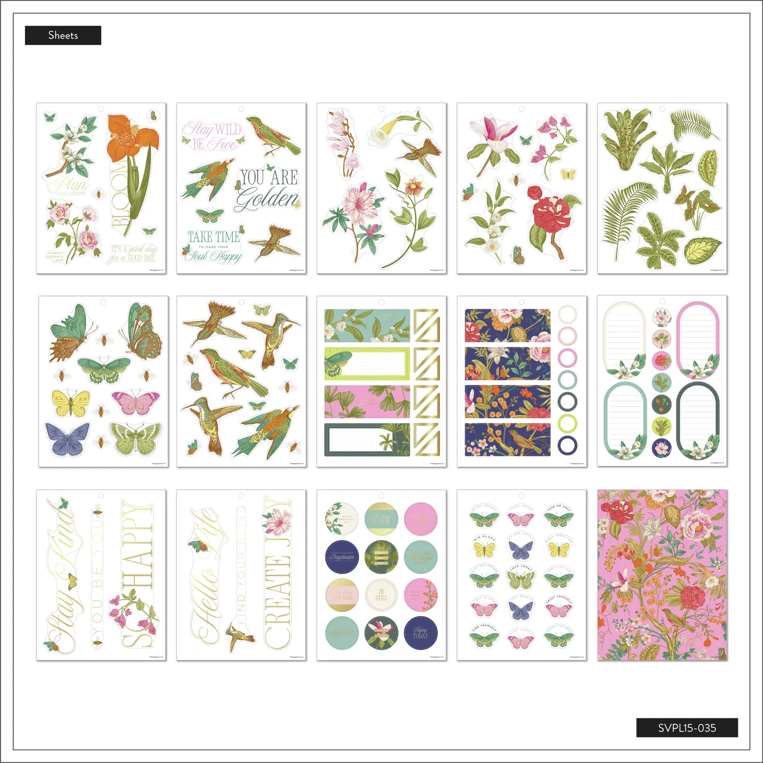 Happy Planner Feathers & Flowers stickers Big 132 stickers floral