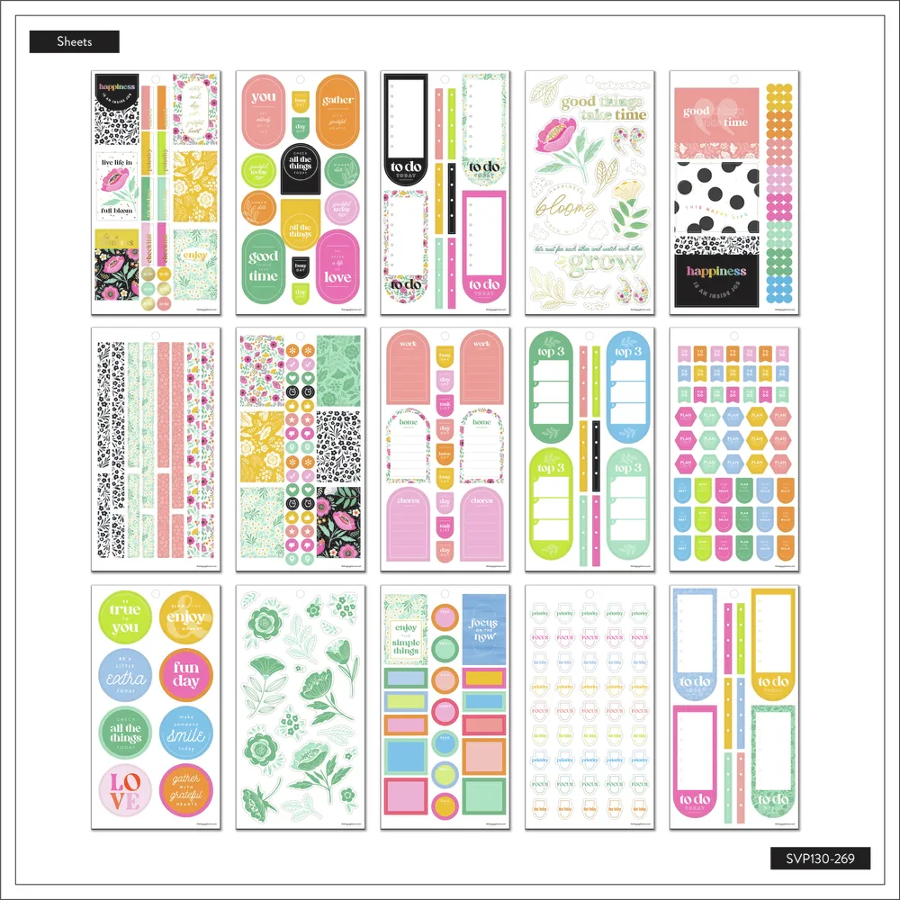 Happy Planner Tiny Florals autocollants 828 fleurs 30 feuilles
