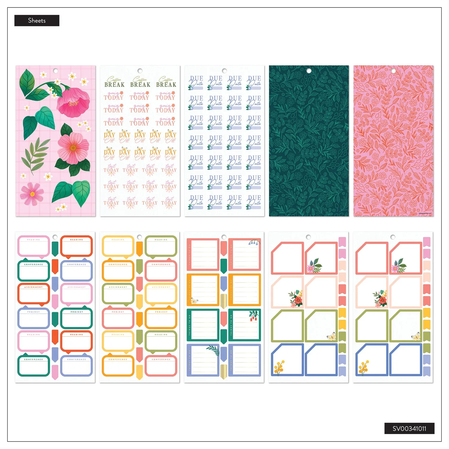 Happy Planner Garden Joy Teacher stickers Big 30 feuilles