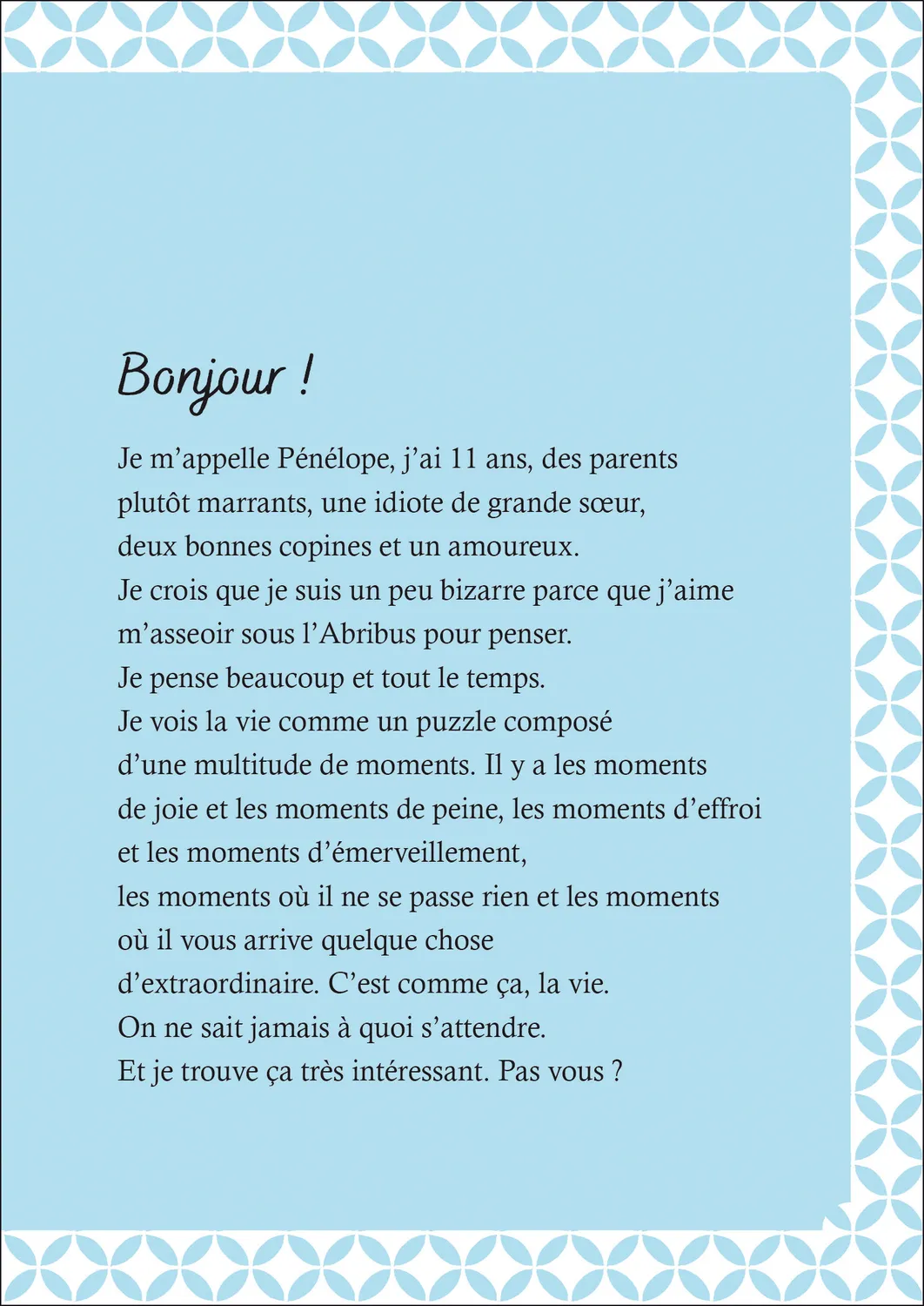 Moi Pénélope Tome 1 Qu’est-ce qu’on attend roman 11 ans