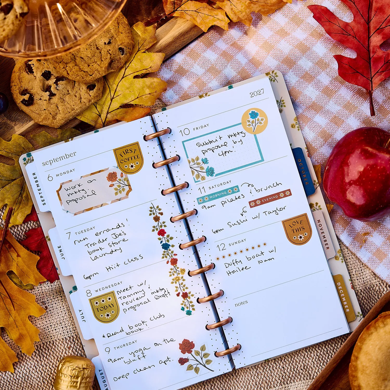 Happy Planner Fall Picnic agenda 2027 Skinny Classic horizontal