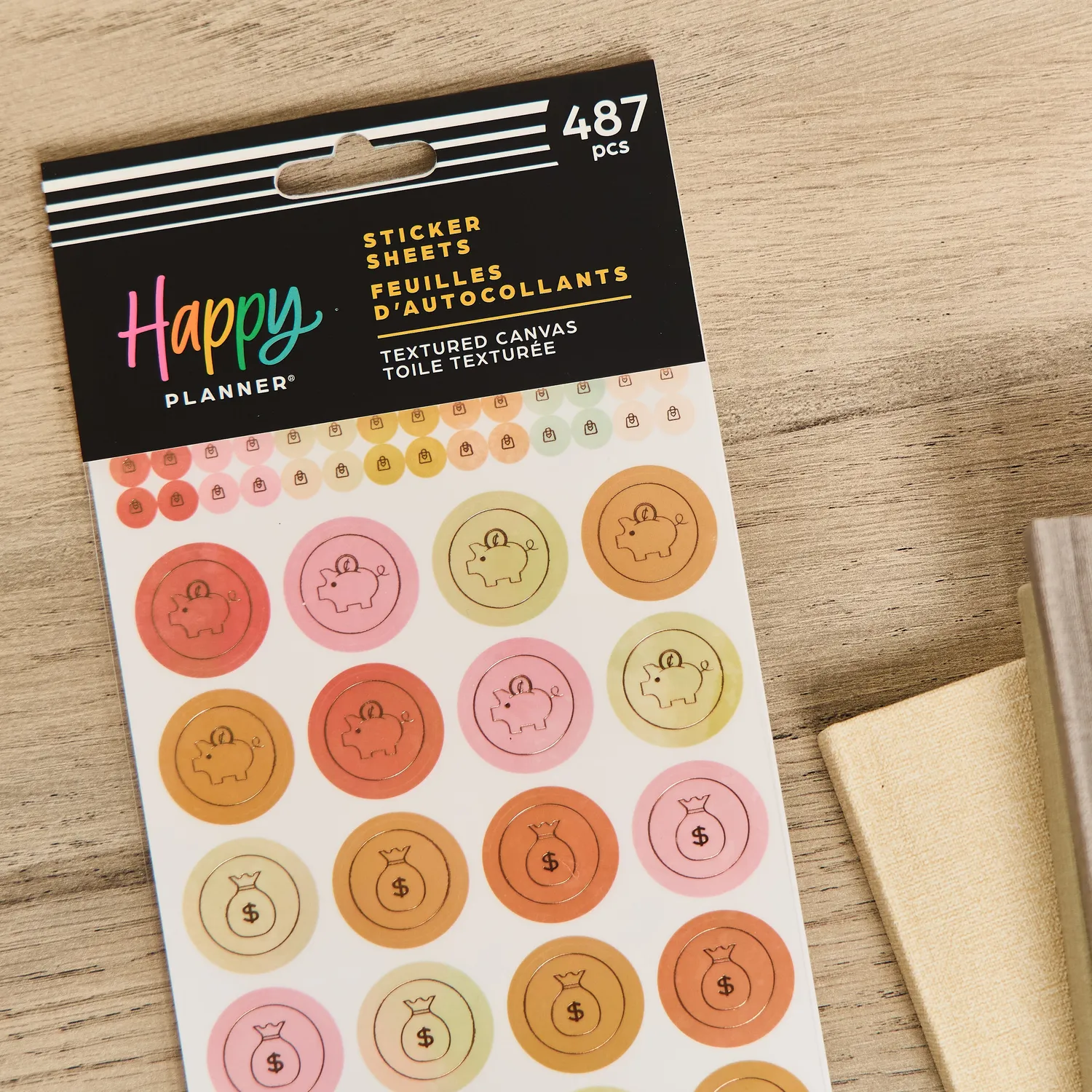 Happy Planner Textured Canvas stickers budget 10 planches 487