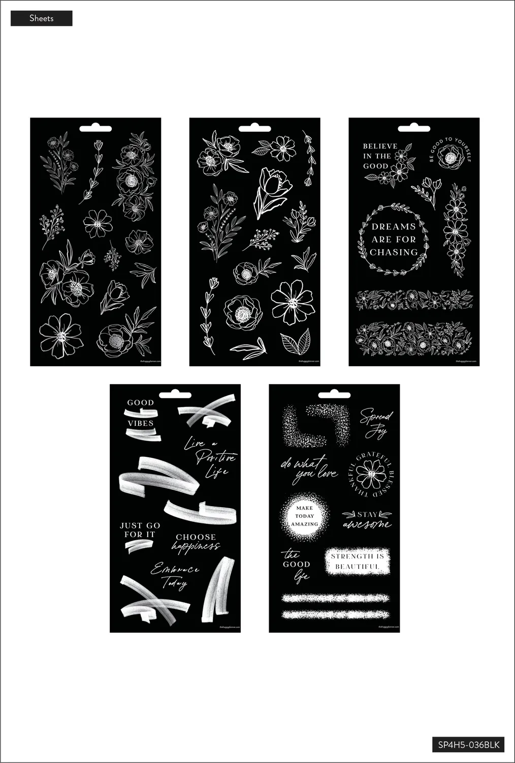 Happy Planner Everyday Florals stickers transparents 54