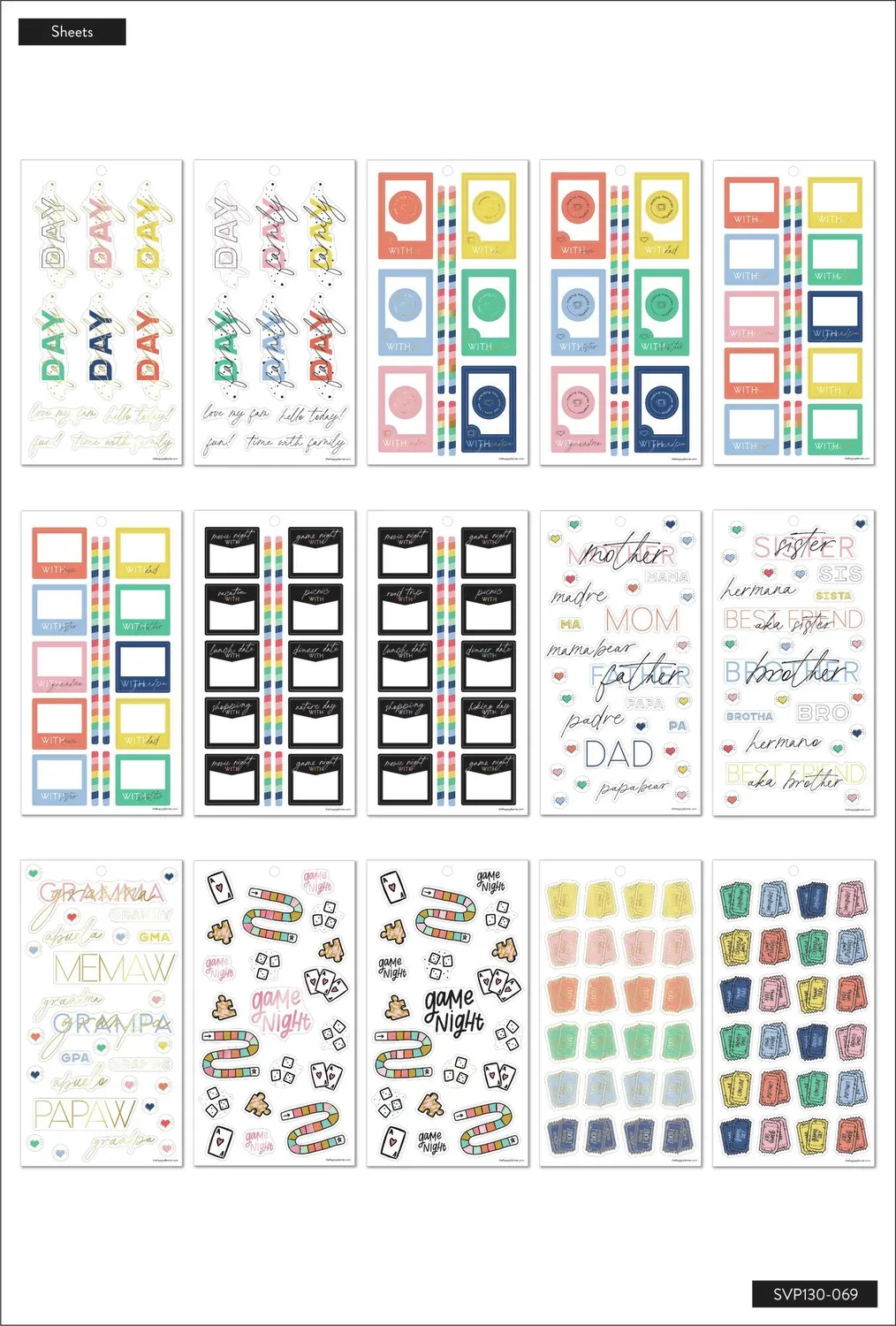 Happy Planner Value Pack Stickers Family autocollants 631 famille