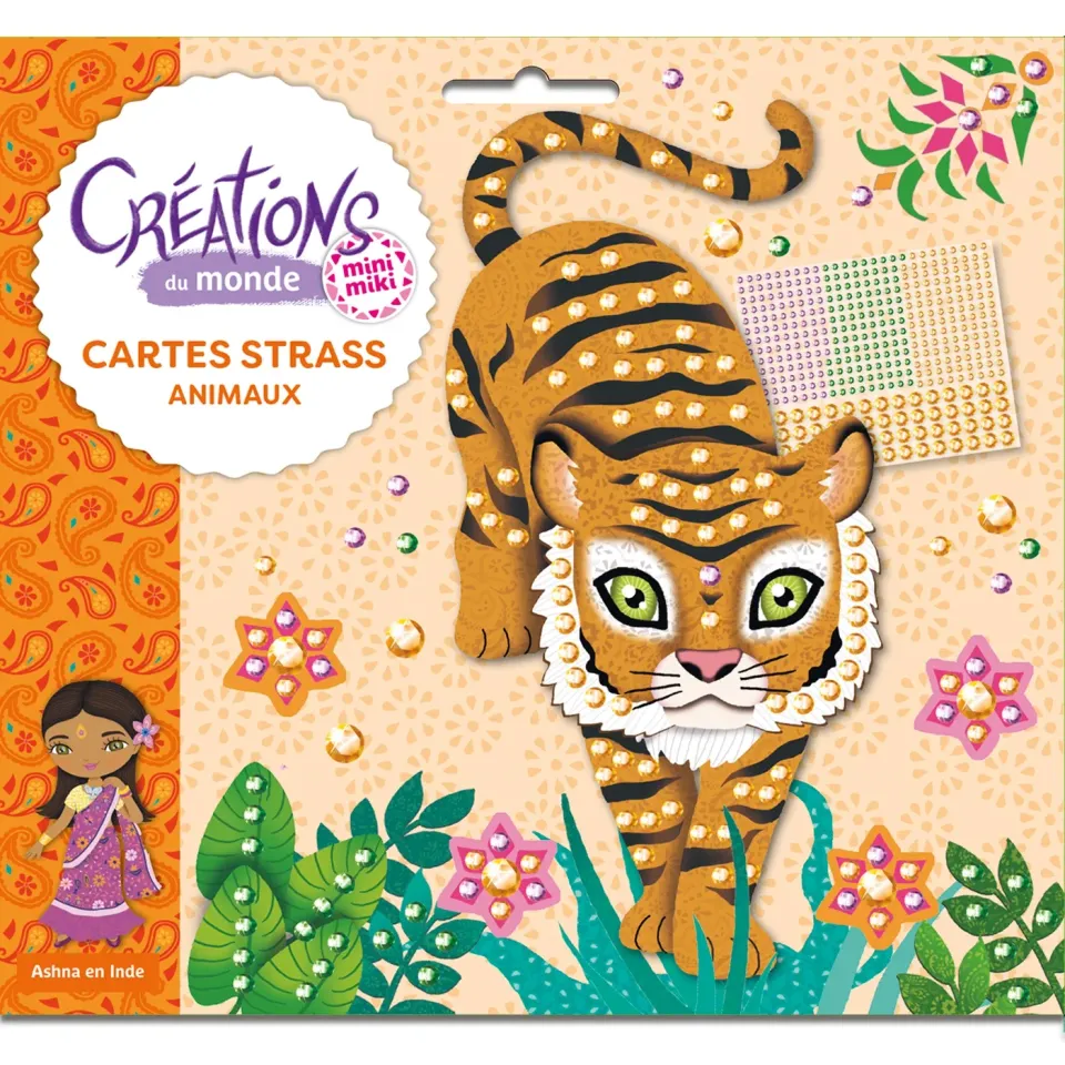 Minimiki Cartes strass Animaux pochette 5 cartes 450 strass