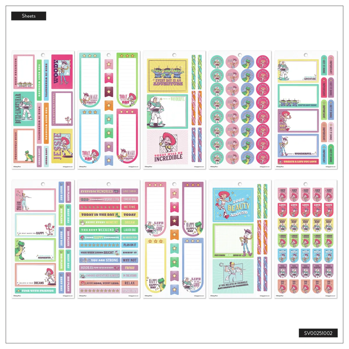 Happy Planner Toy Story 30 ans stickers Classic 570 doré