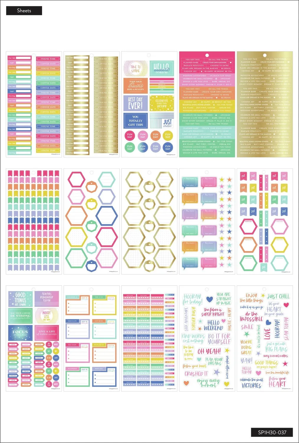 Happy Planner Brights carnet stickers Skinny Mini 1414