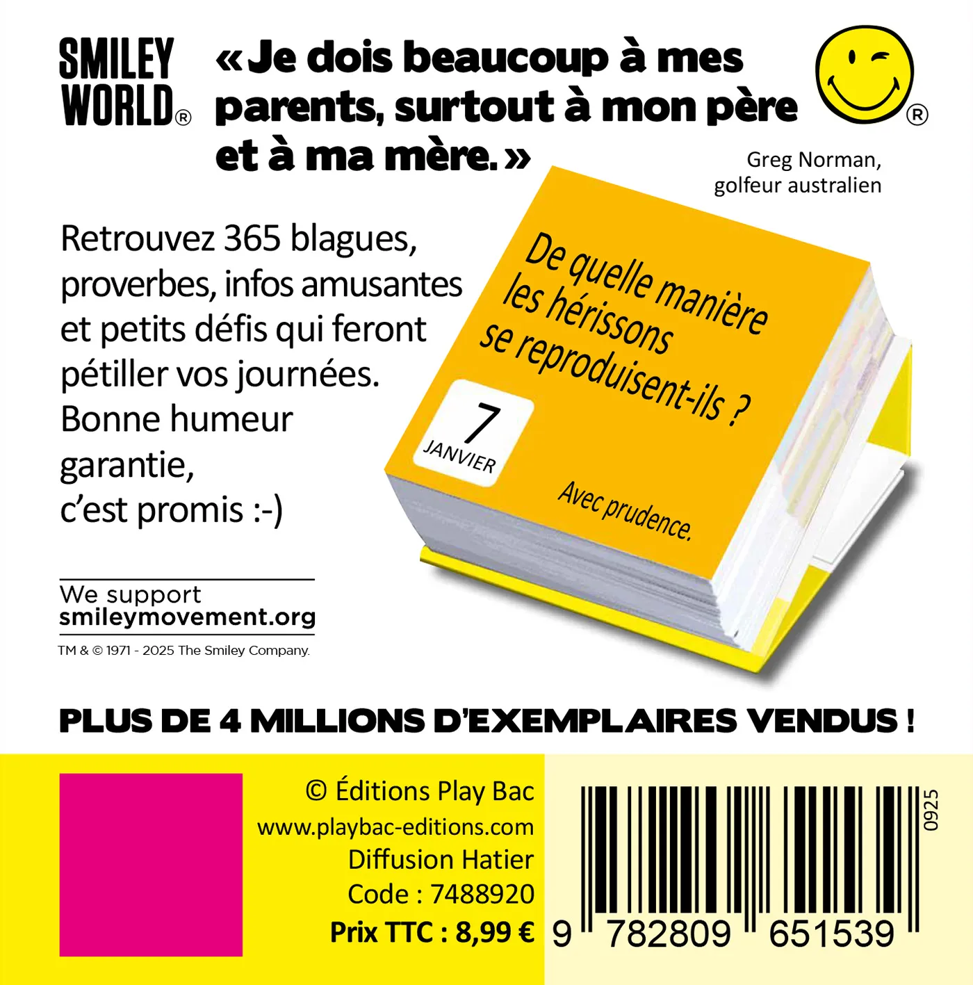 Frigobloc 365 jours pour avoir le smile mini calendrier humour
