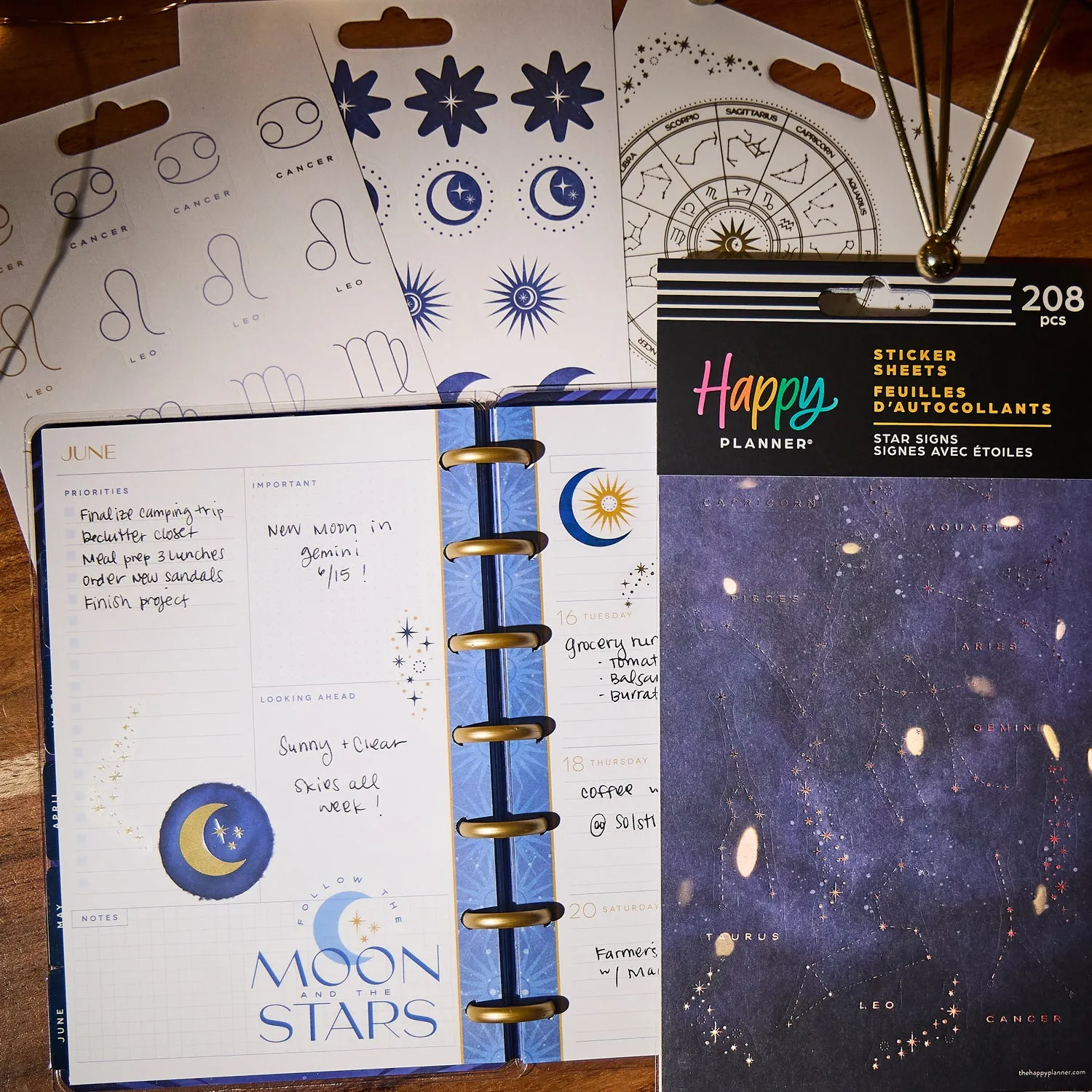 Happy Planner Star Signs stickers 10 planches 208 zodiaque