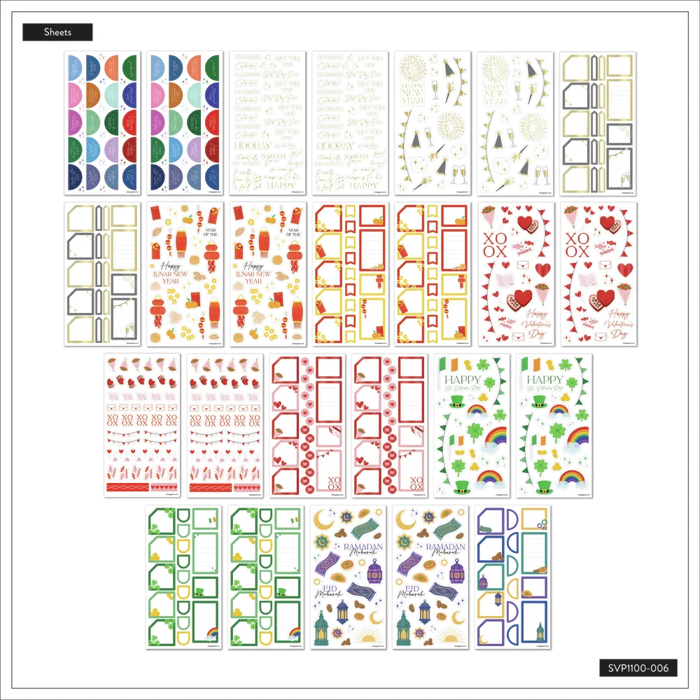 Happy Planner Essential Holidays stickers méga 100 planches