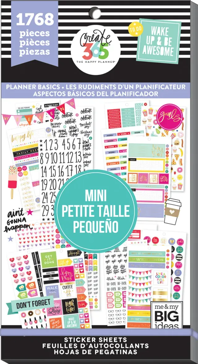 Happy Planner Planner Basics Mini carnet stickers 1768 doré