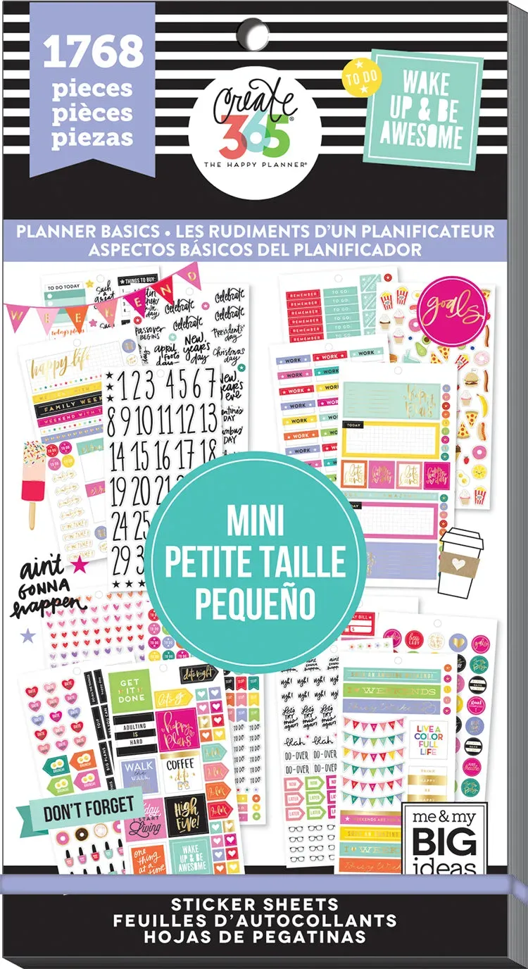 Happy Planner Planner Basics Mini carnet stickers 1768 doré