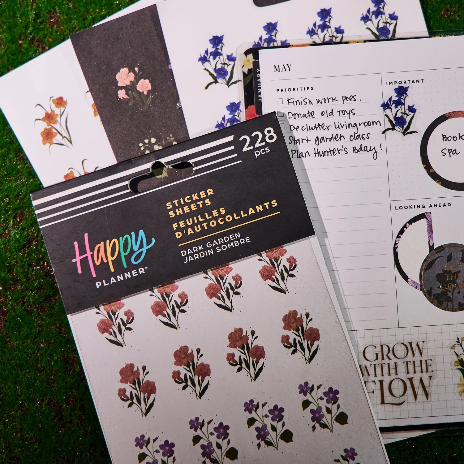 Happy Planner Dark Garden stickers floraux 228 pièces