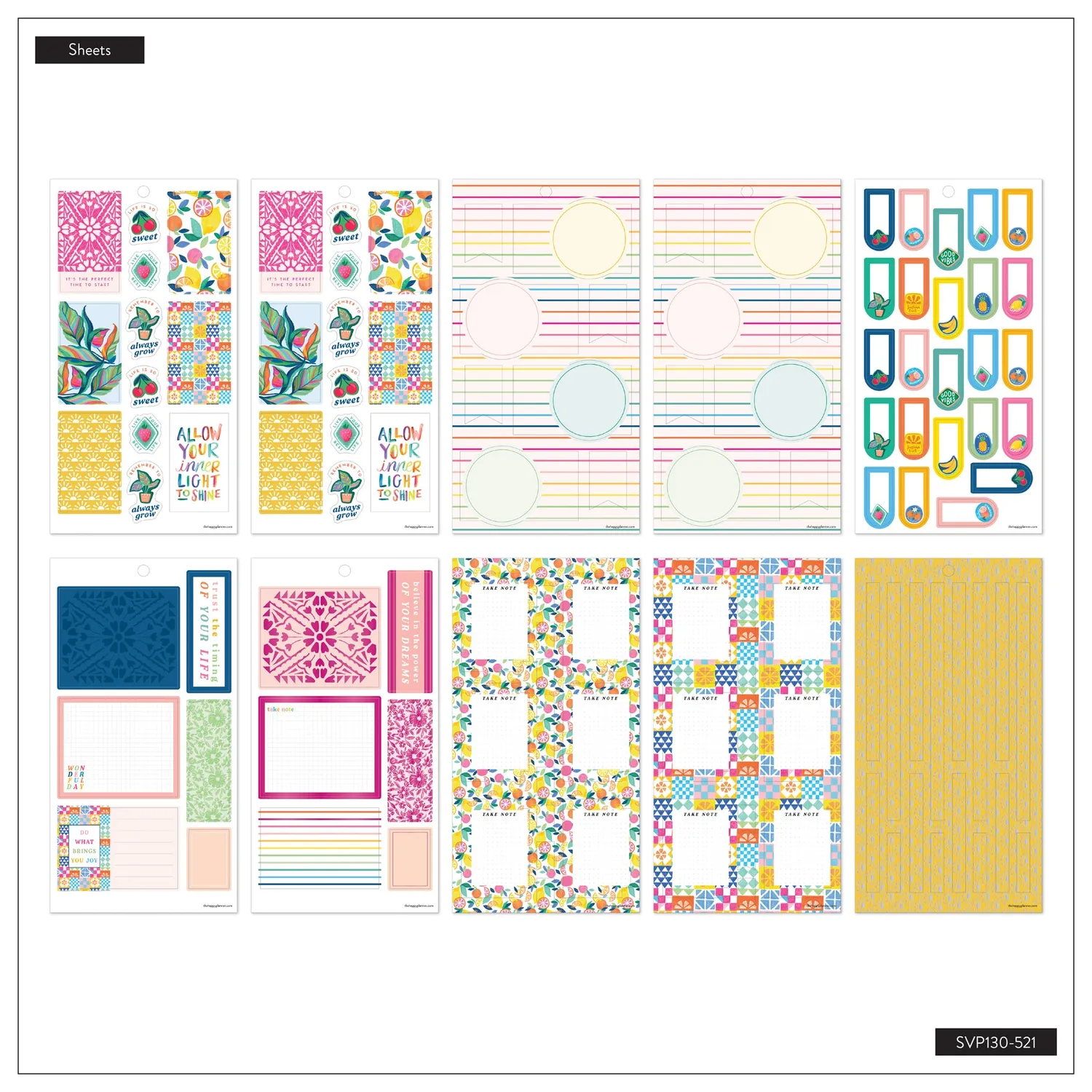 Happy Planner Sunshine Splash stickers colorés 30 planches