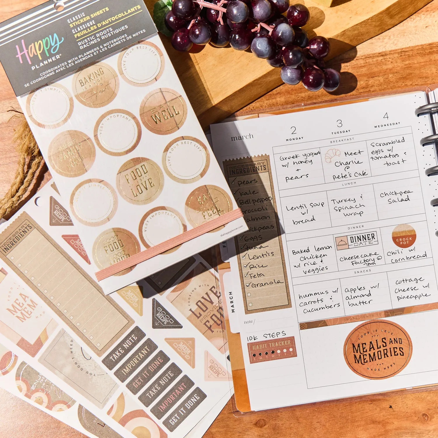 Happy Planner Rustic Roots stickers repas Classic 941 stickers