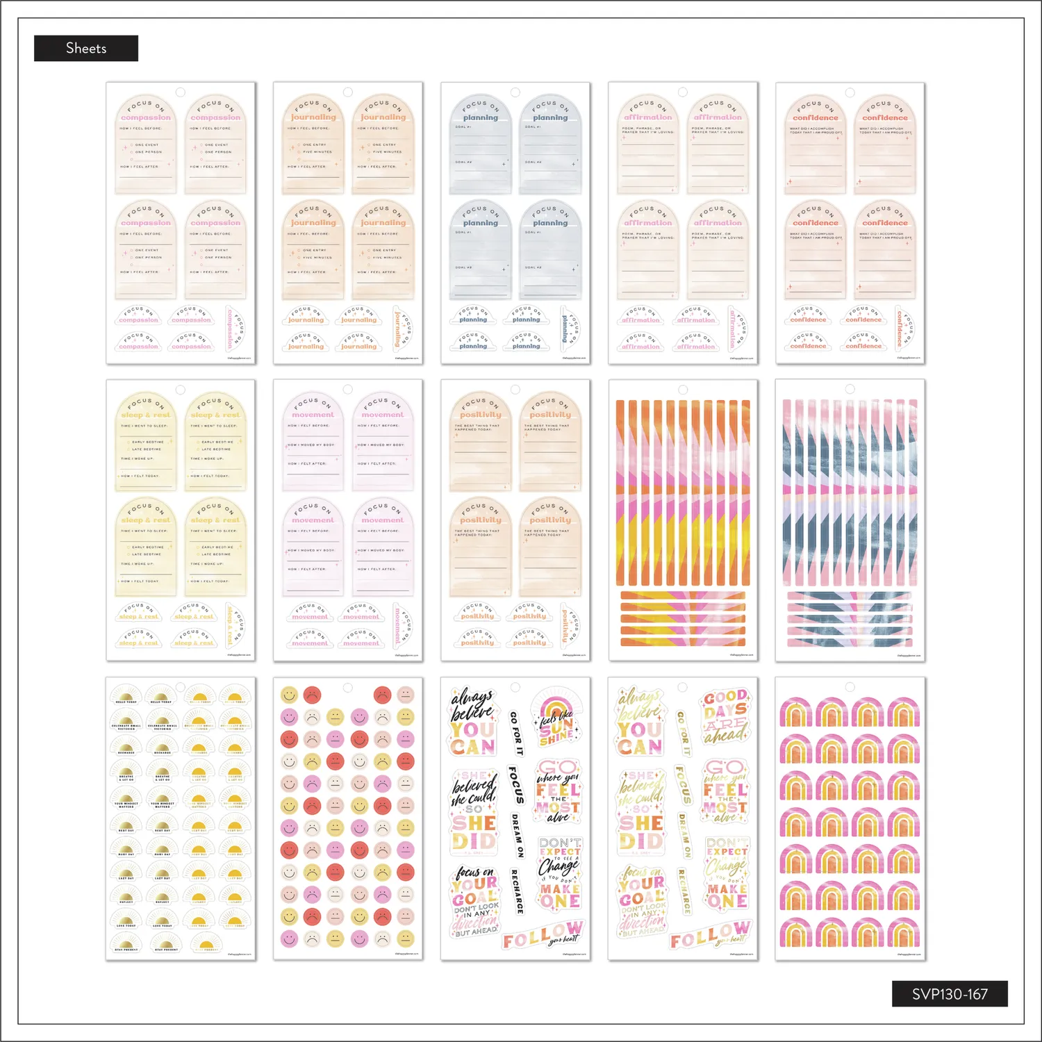 Happy Planner Feels Like Sunshine stickers Big 395 bien-être