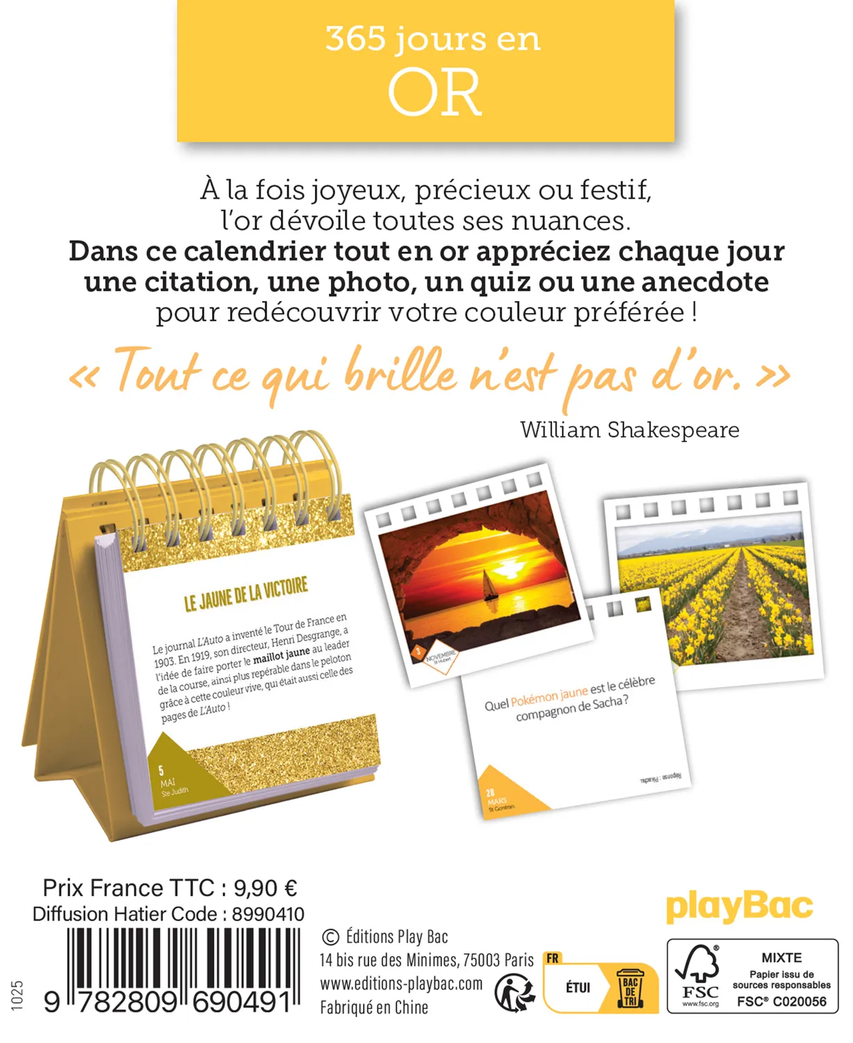 Frigobloc 365 jours en or calendrier citations doré