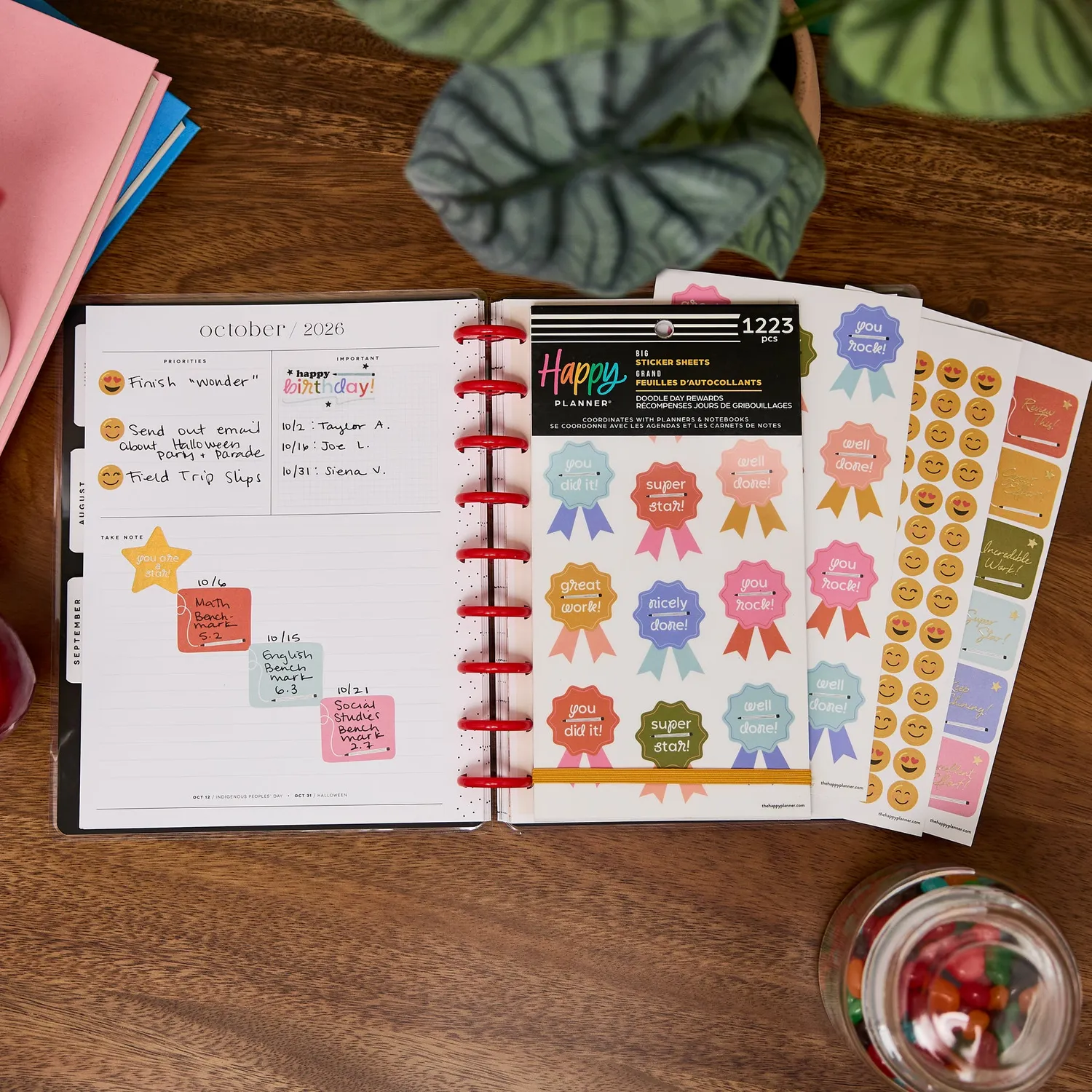 Happy Planner Teacher Rewards stickers récompense Big 30 feuilles
