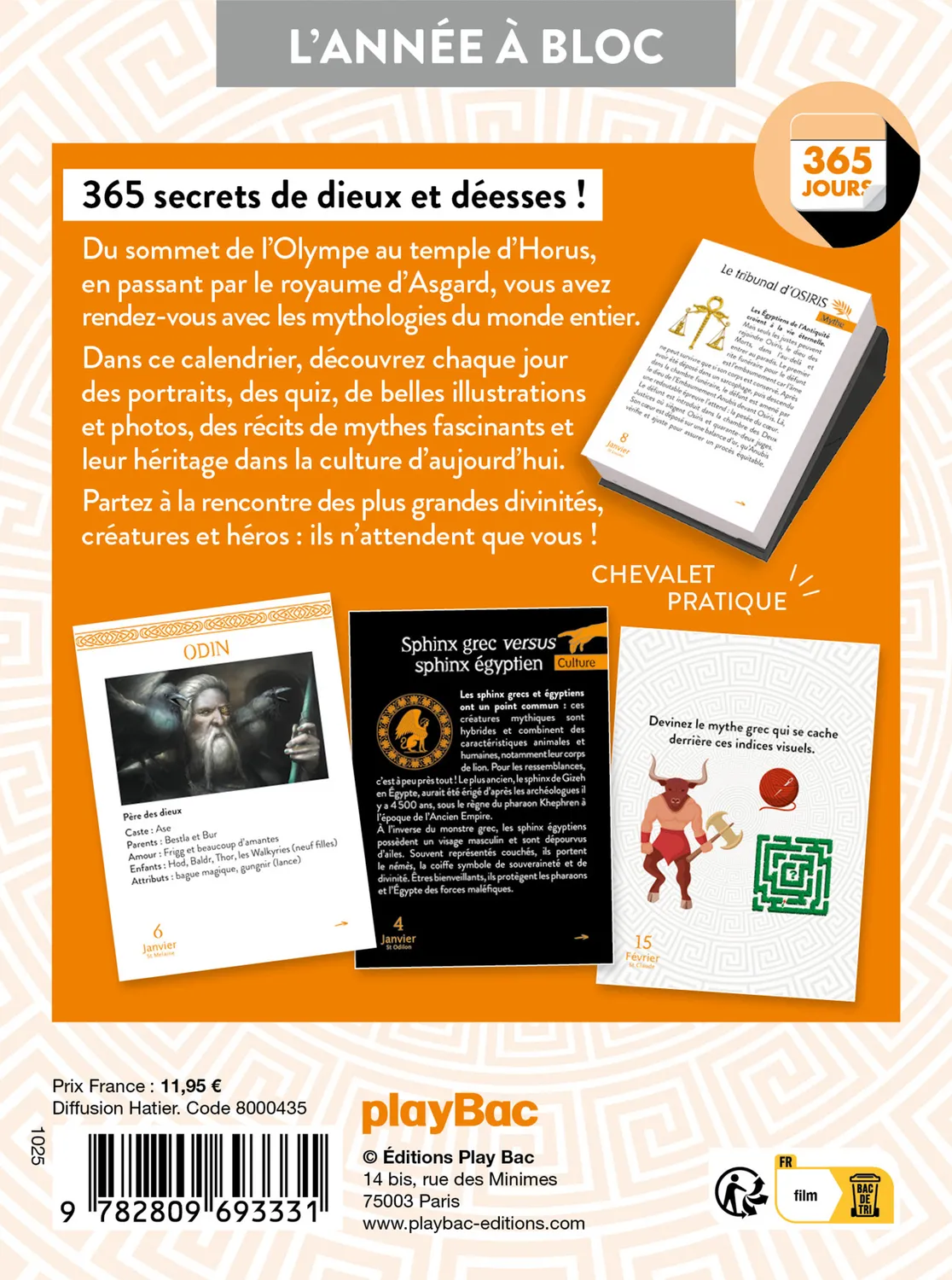 Frigobloc Mythes et Mythologie calendrier 365 jours à effeuiller