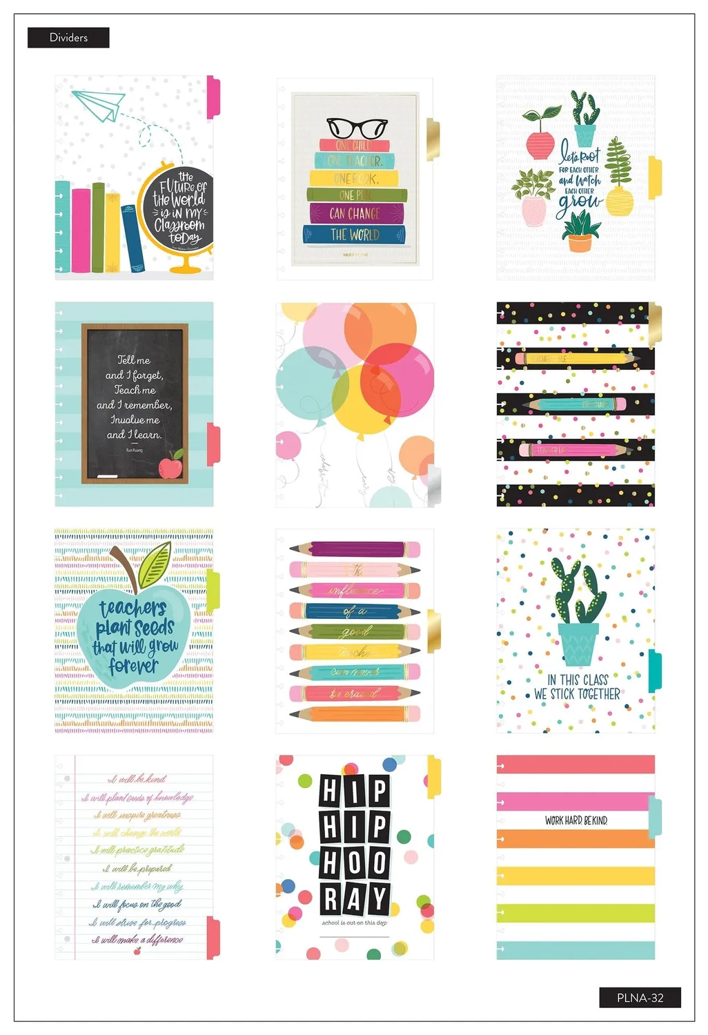 Happy Planner Teacher's Plant Seeds agenda Big non daté 12 mois