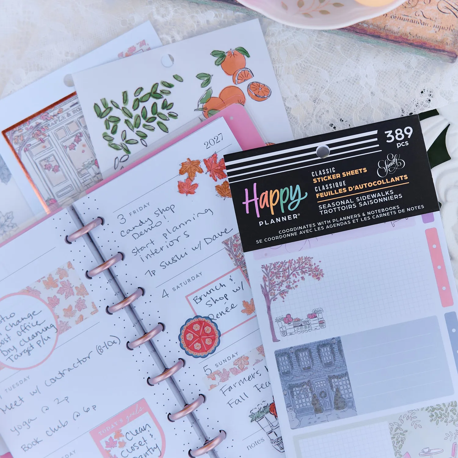 Happy Planner Seasonal Sidewalks stickers 30 planches 4 saisons