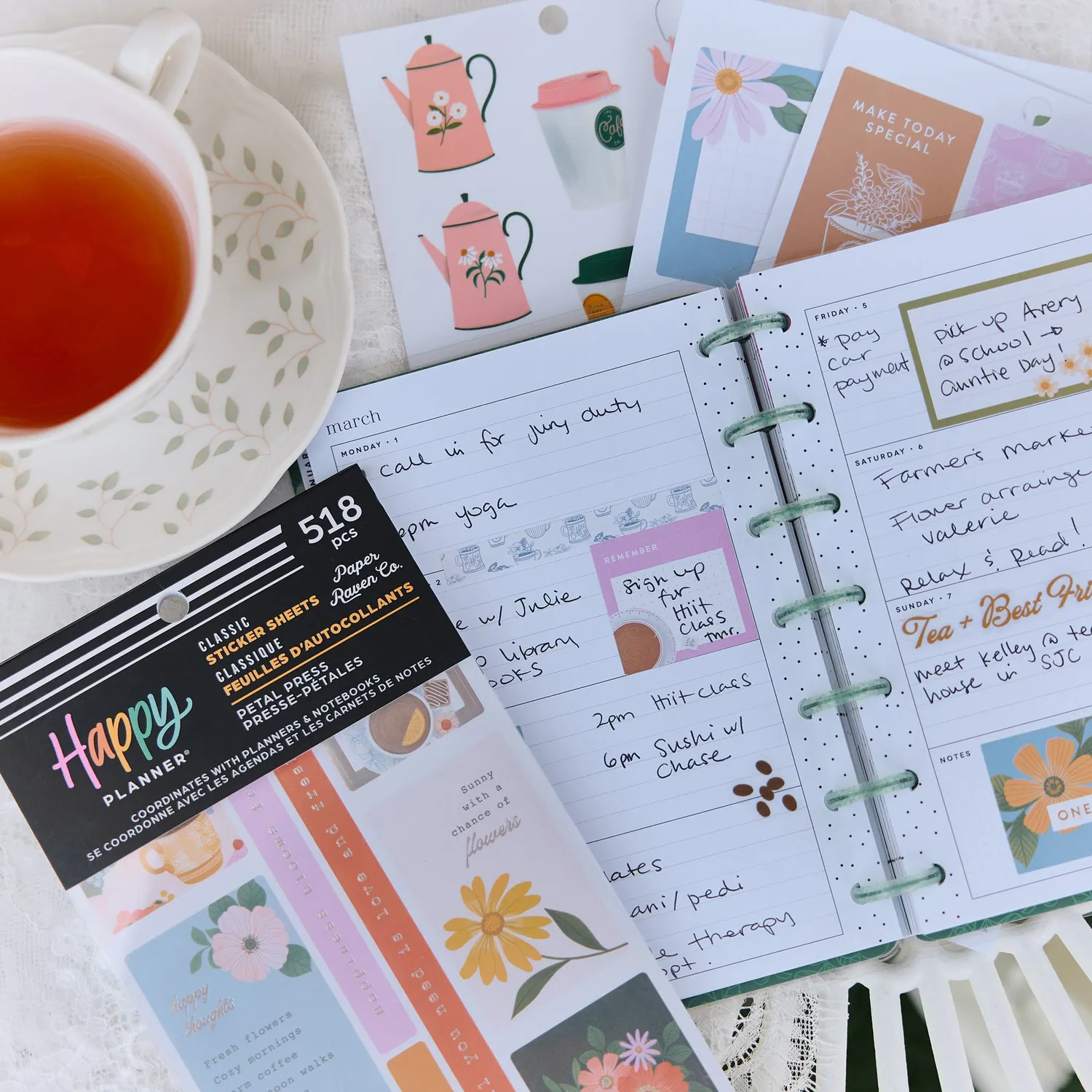 Happy Planner Petal Press stickers Classic floral 30 planches