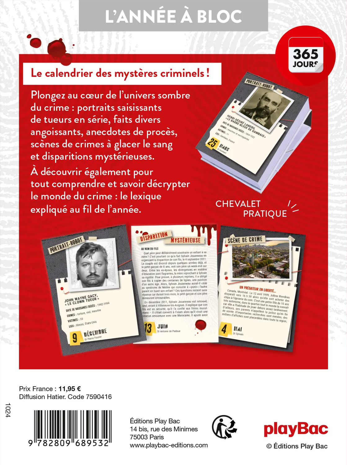 Calendrier Crimes et Faits divers 365 jours année à bloc