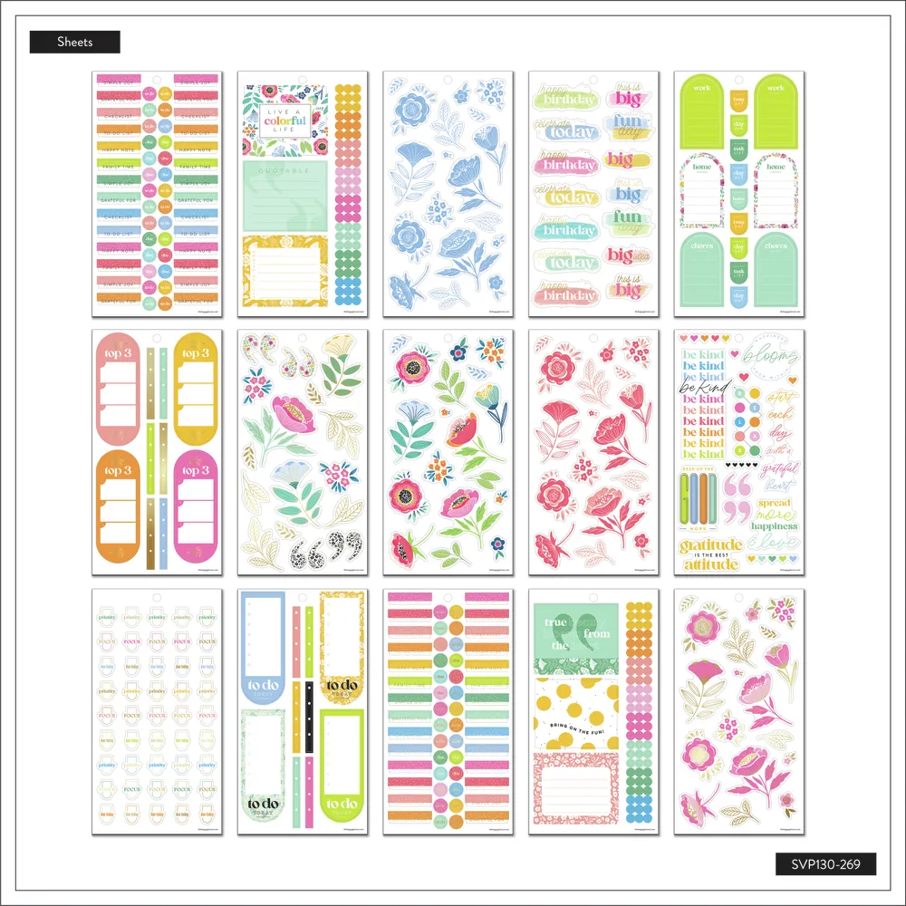 Happy Planner Tiny Florals autocollants 828 fleurs 30 feuilles