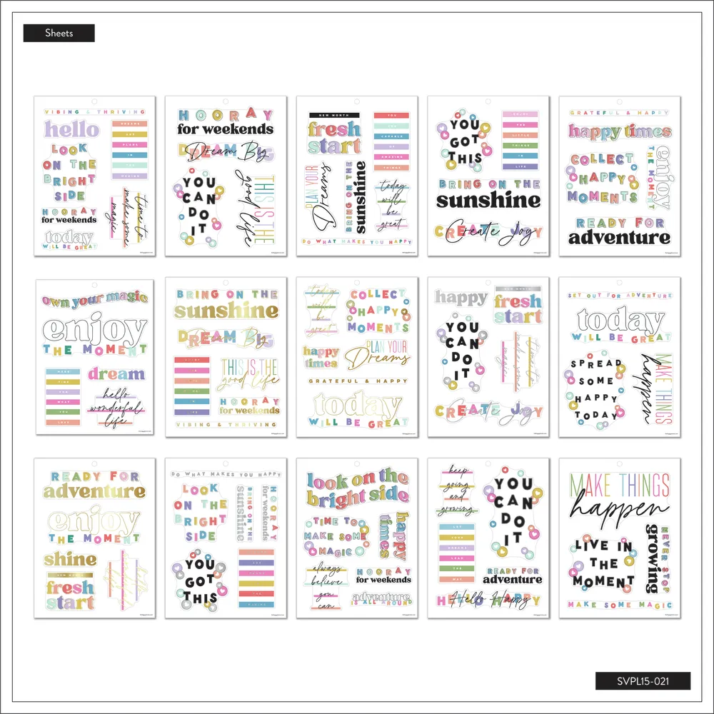Happy Planner Happy Brights stickers Large 30 planches citations