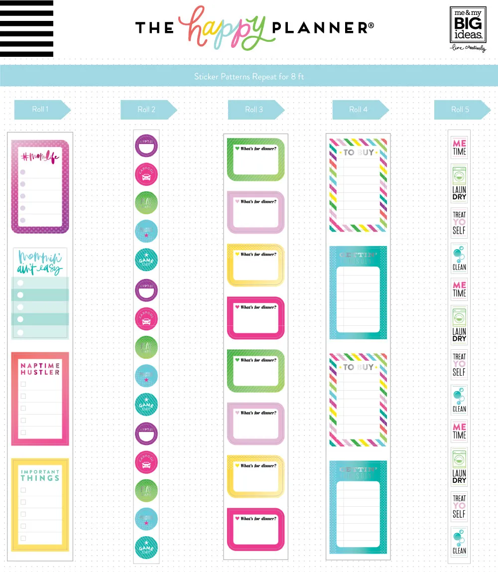 Happy Planner Mom Sticker Rolls autocollants maman 5 motifs