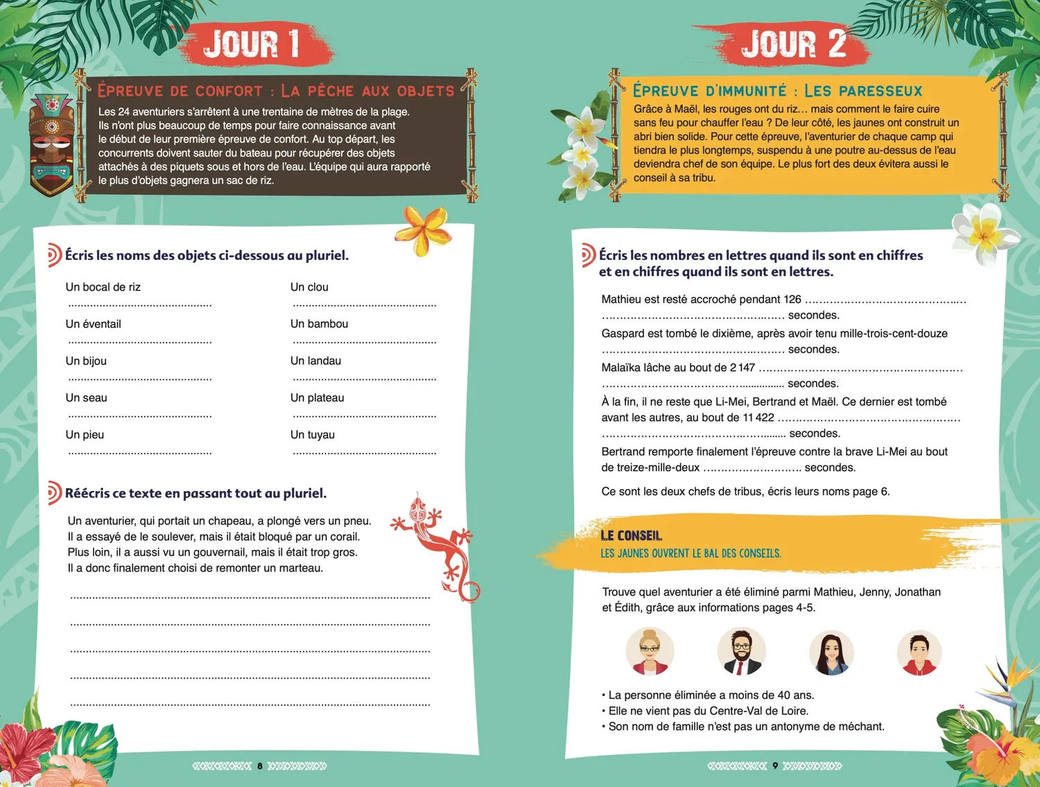 Incollables Koh-Lanta CE2 CM1 cahier vacances 8-9 ans