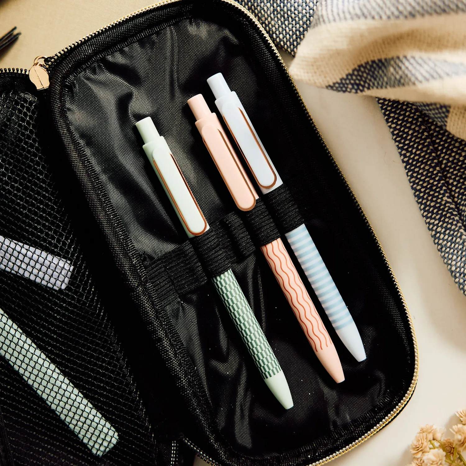 Happy Planner Onyx trousse crayons tissu noir zippée