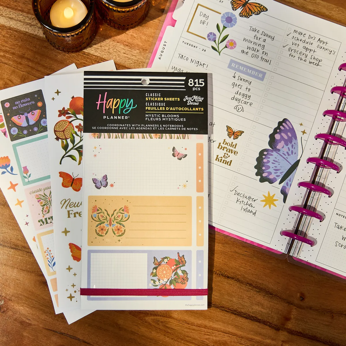 Happy Planner Mystic Blooms stickers déco fleurs Classic 815