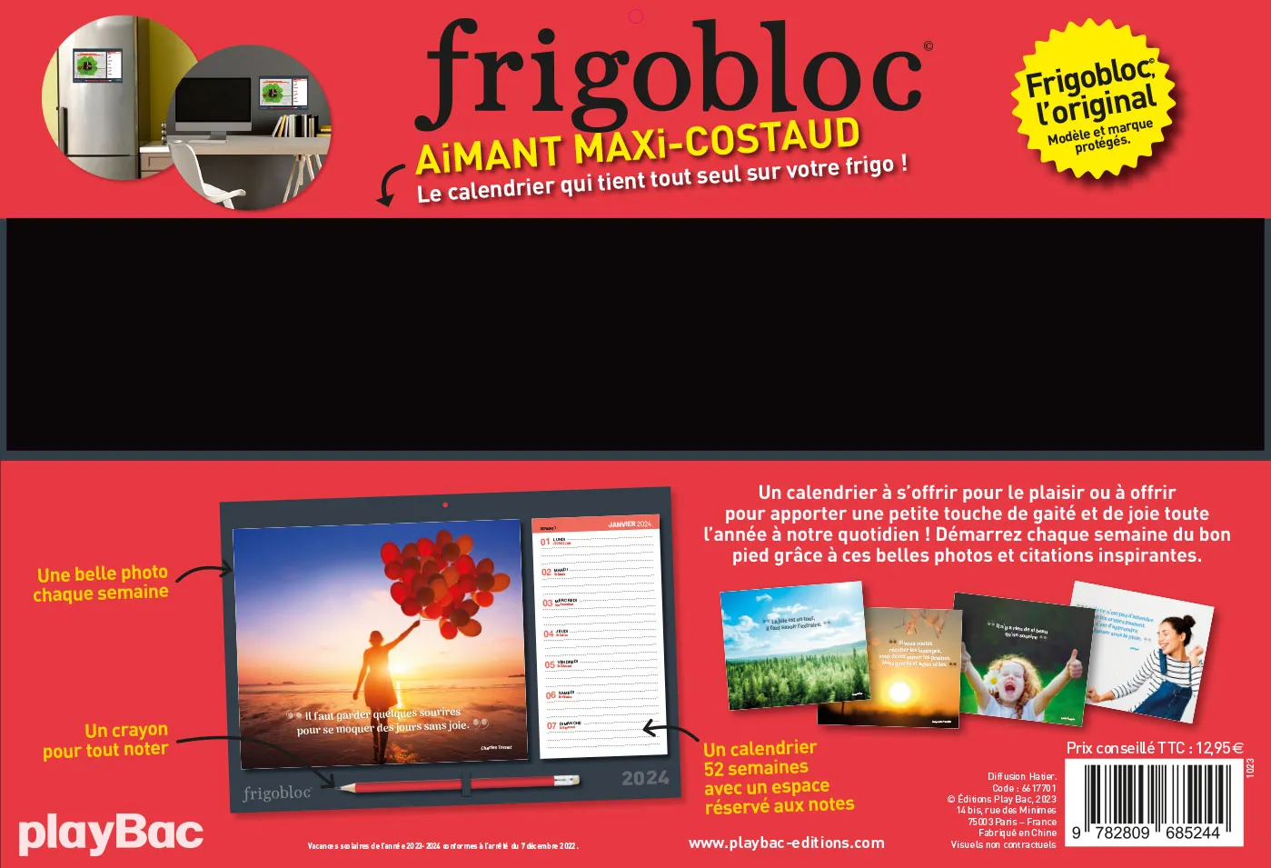 Frigobloc Pensées positives calendrier familial photos 2024