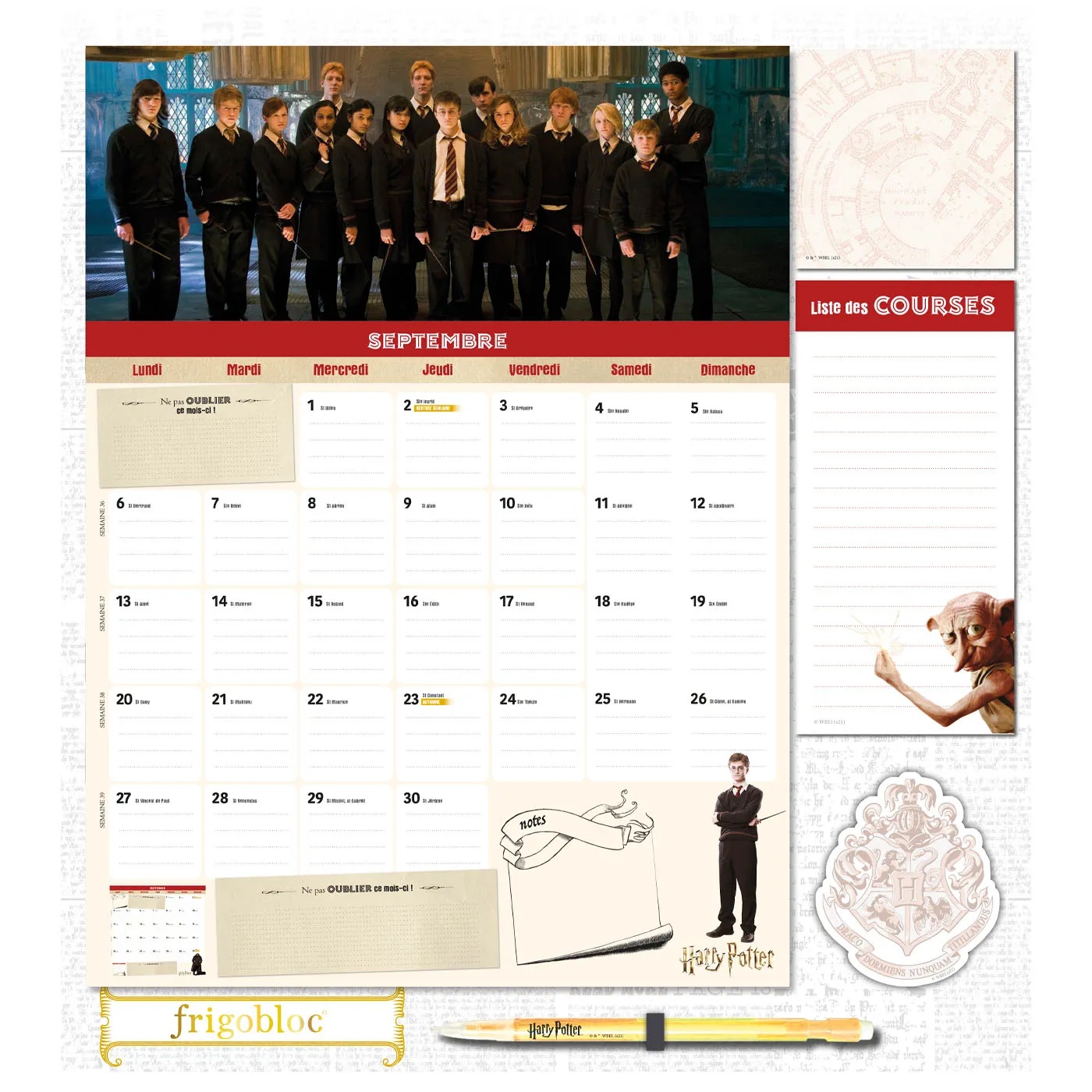 Frigobloc Mensuel Harry Potter 2022 calendrier familial aimanté
