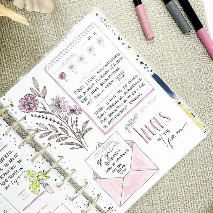Happy Planner Hello Happy journal humeur guidé Classic jaune
