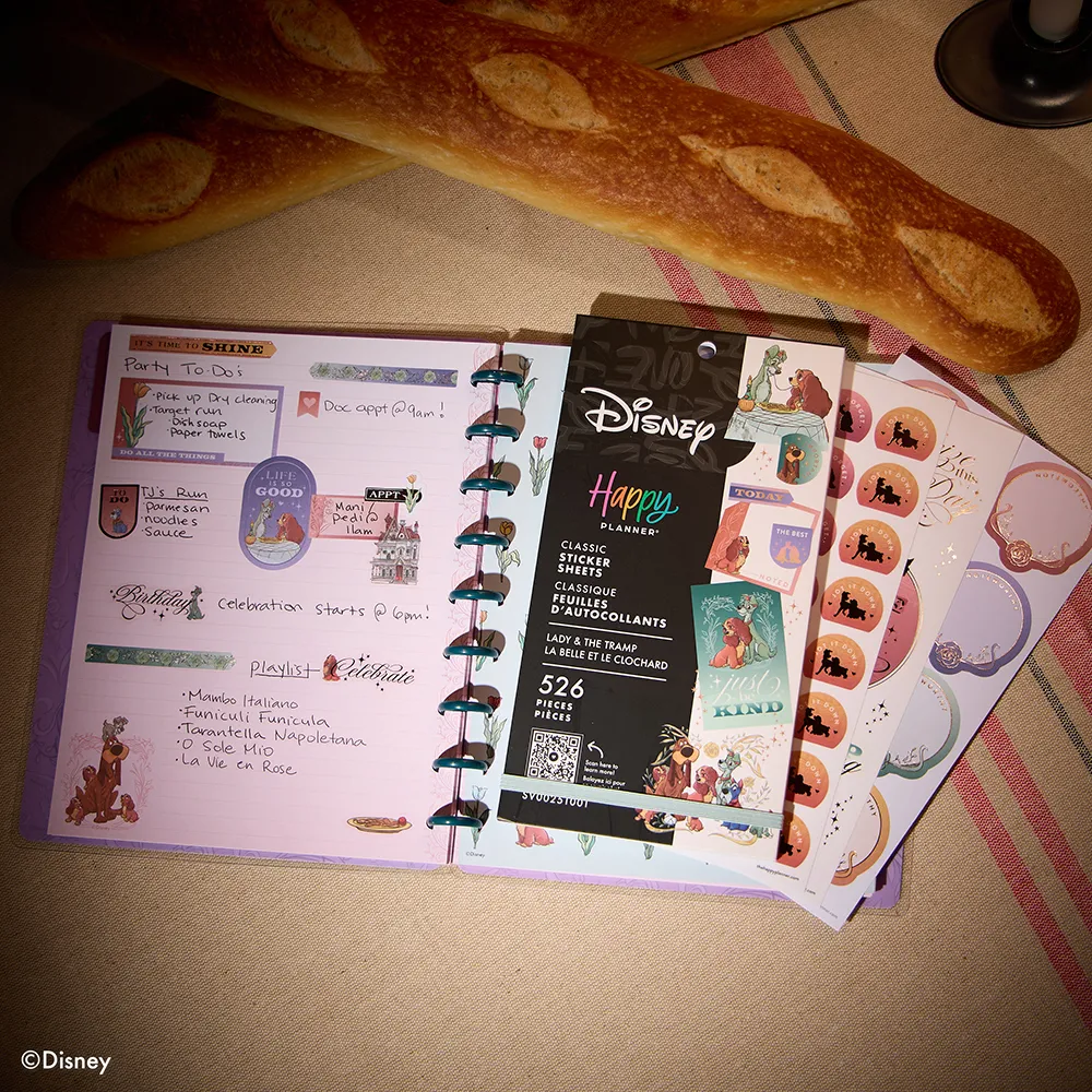 Happy Planner La Belle et Clochard stickers 526 autocollants