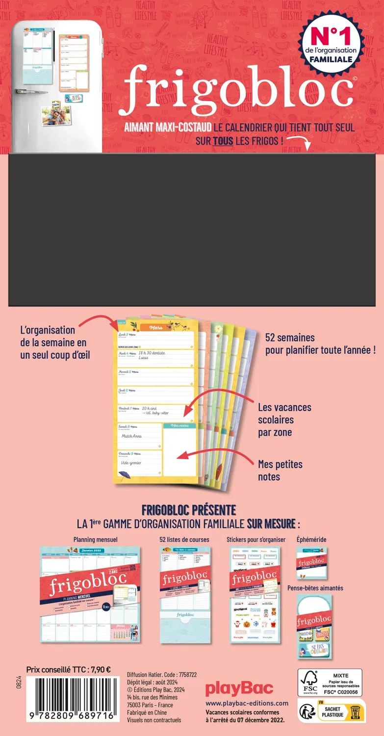 Frigobloc Planning Hebdo planning familial 2025 aimanté