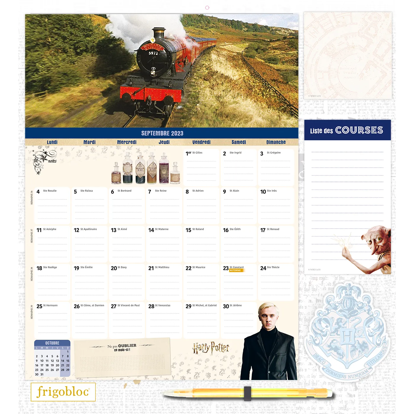 Frigobloc Mensuel 2024 Harry Potter calendrier familial 16 mois