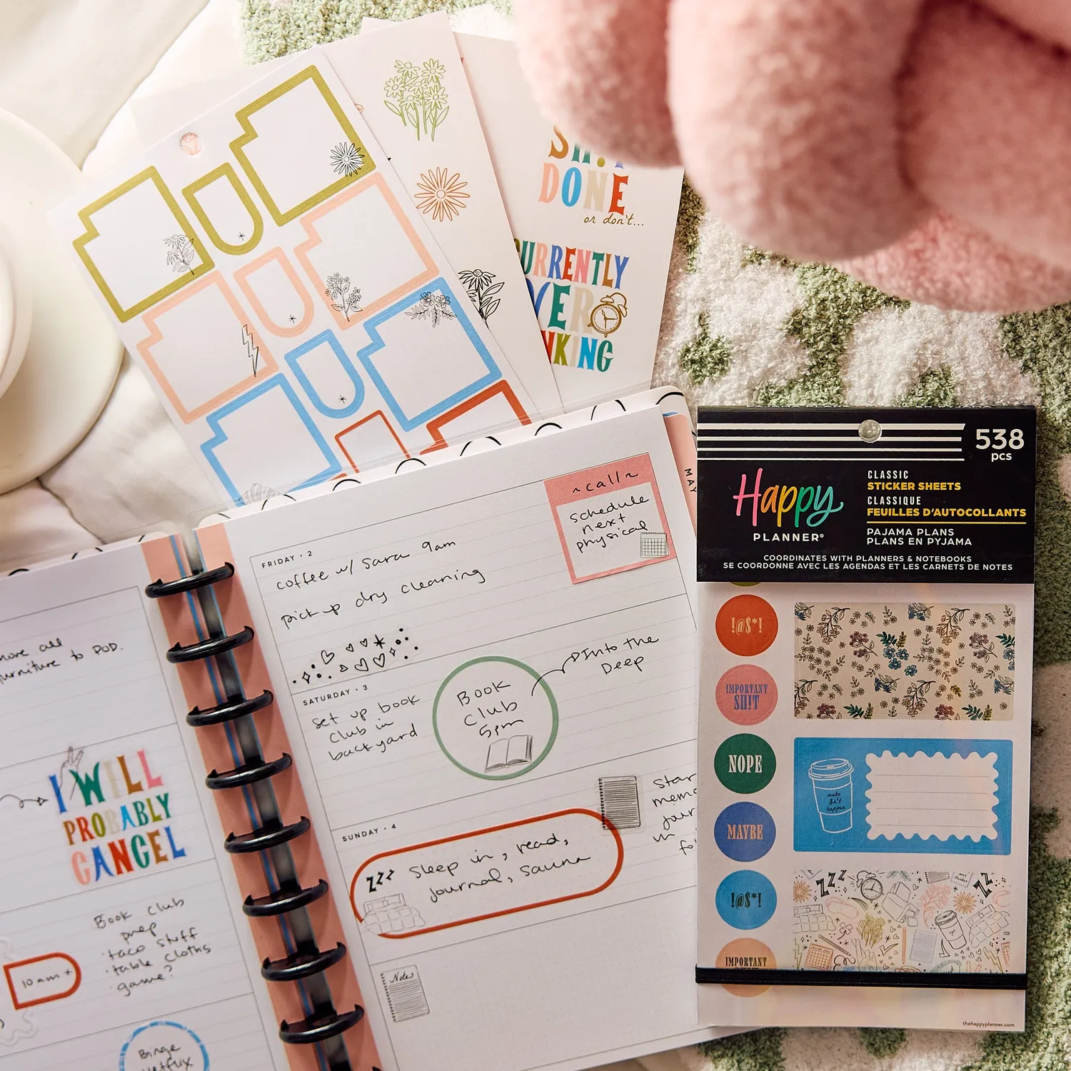 Happy Planner Pajama Plans Value Pack stickers classic