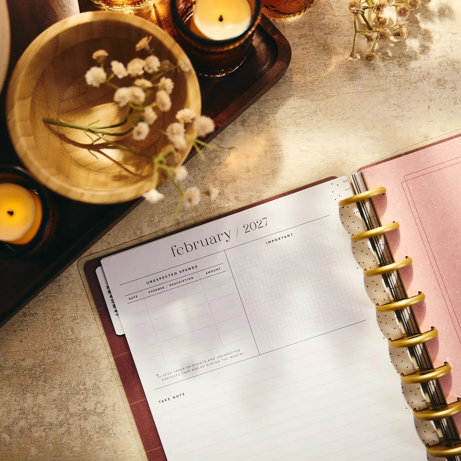 Happy Planner Amber & Oak planner budget 2027 Classic 12 mois